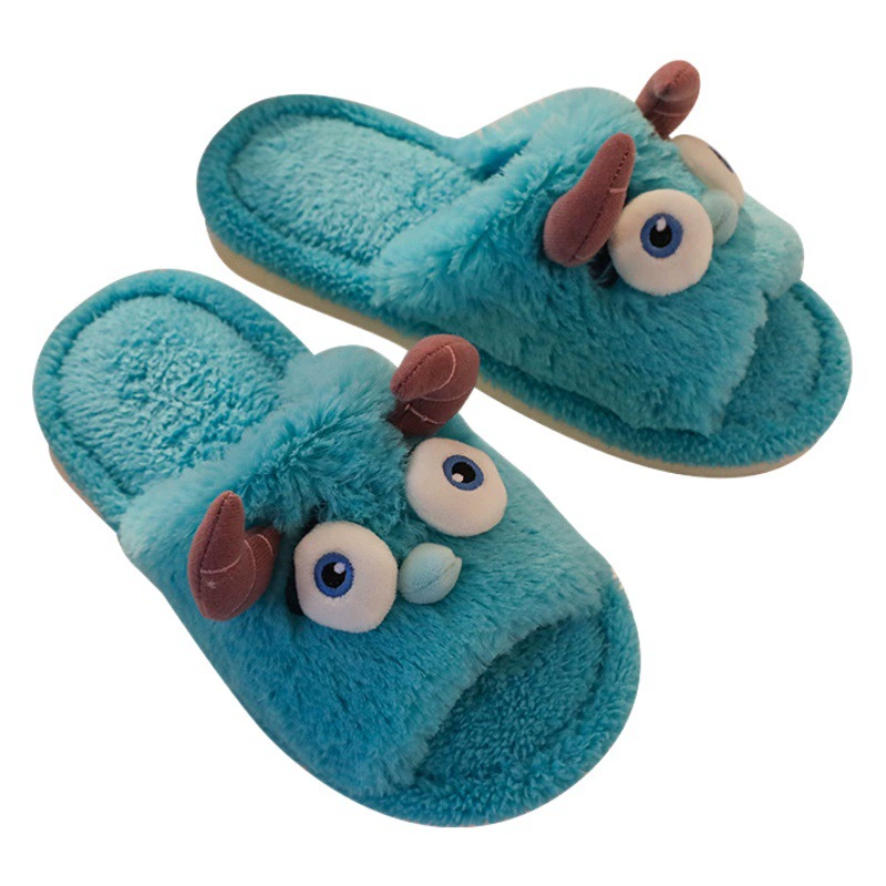 Симпатичные хлопковые тапочки Little Monster, женские домашние Нескользящие открытые тапочки, домашние тапочки с героями мультфильмов, осень и зима