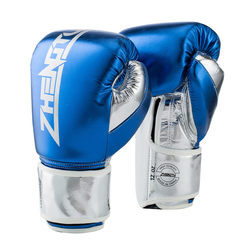 ZTTY al por mayor guantes de boxeo de microfibra competencia profesional forro de látex entrenamiento de cuero brillante guantes de fitness