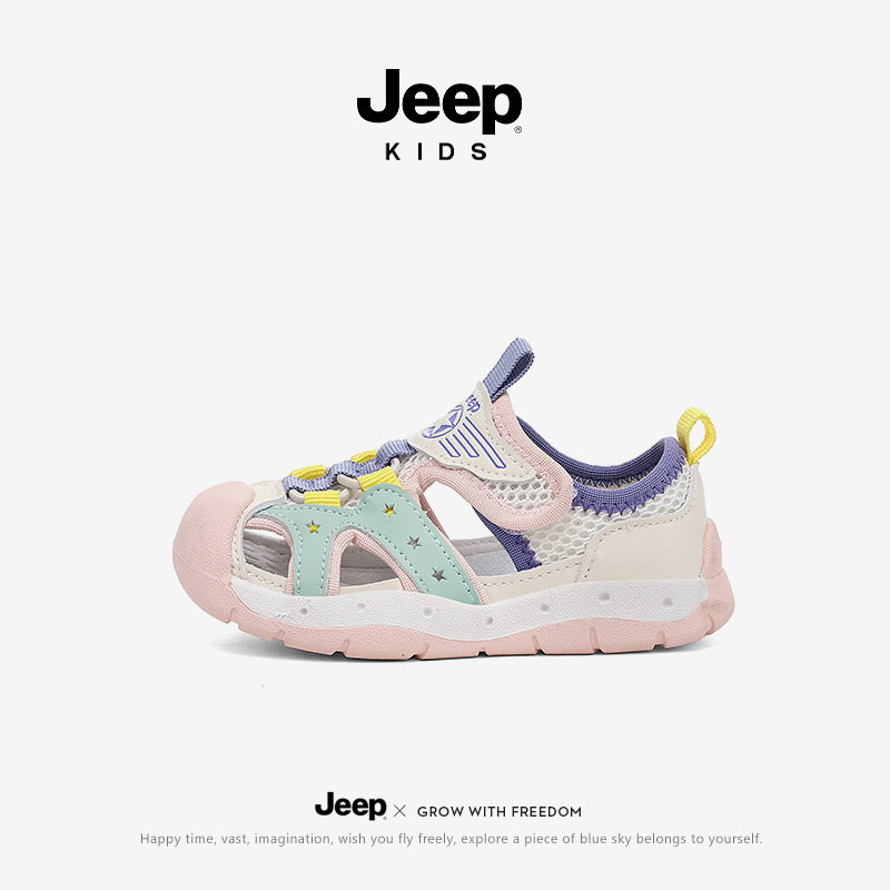 Jeep Kidsren's Sports Shoes Sandals Summer New Girls Mesh Shoes Kidsren's Cut Out Baby Kindergarten Baby Girl Sandals