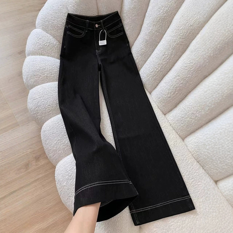 Trendy retro black flared jeans for women, perfect for autumn, versatile and stylish, classic straight-leg long pants Trendy retro black flared jeans for women, perfect for autumn, versatile and stylish, classic straight-leg long pants