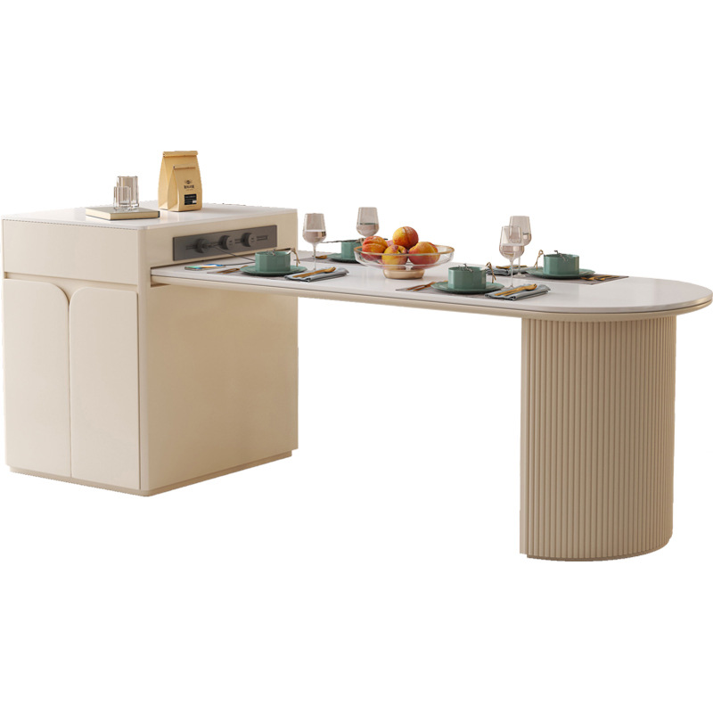 Mesa DE LA ISLA mesa de comedor integrado hogar retráctil luz lujo Rock placa avanzada moderna simple mesa de guía de estilo crema y mesa de comedor