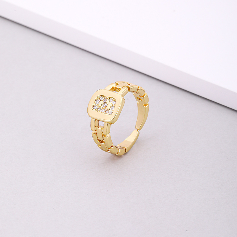 Fashion Letter Copper Inlay Zircon Rings 1 Piece display picture 3