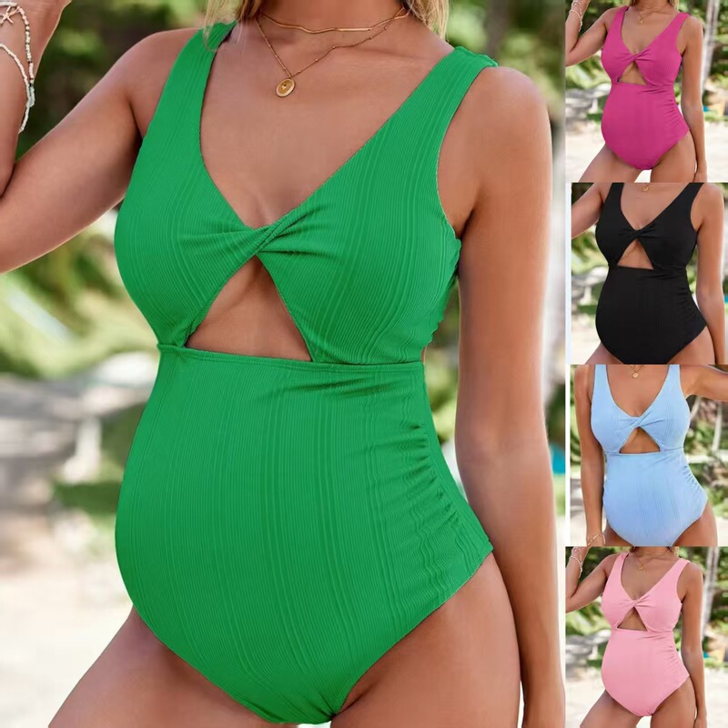 European and American Pregnant Women's Swimsuits Women's High-Waisted Sexy Solid Color Foreign Trade Amazon Swimsuits Cross-Border One-Piece Swimsuits European and American Pregnant Women's Swimsuits Women's High-Waisted Sexy Solid Color Foreign Trade Amazon Swimsuits Cross-Border One-Piece Swimsuits