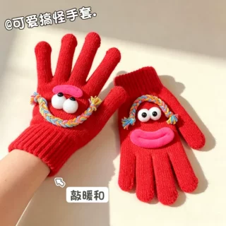 可爱搞怪丑萌保暖手套秋冬学生加绒防寒毛线针织骑行手套男女定制