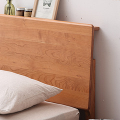 櫻桃木懸浮床北歐日系雙人1.5米1.8米現代簡約原木臥室實木婚床