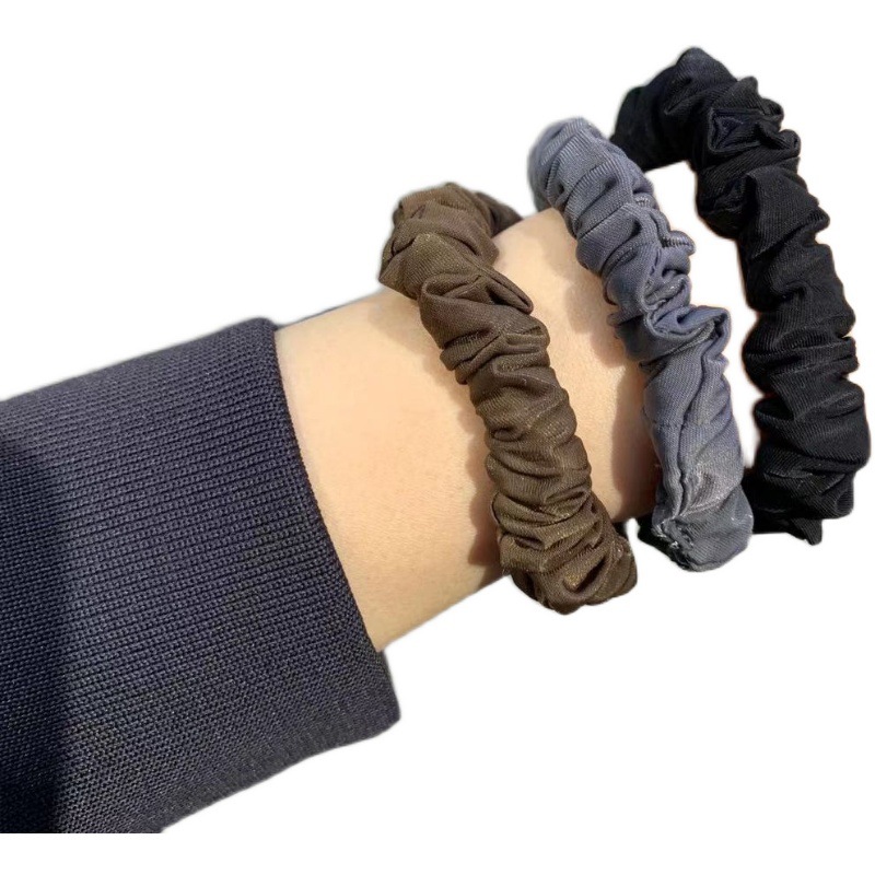 Corea del Sur Dongdaemun mismo estilo colorido intestino grueso pelo banda satén bolas cabeza cuerda ins chica plisada banda de goma accesorios para el cabello cuerda