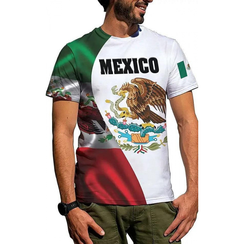 Comercio exterior transfronterizo AliExpress TK venta caliente impresión digital 3D camiseta de hombre manga corta casual serie mexicana blusa