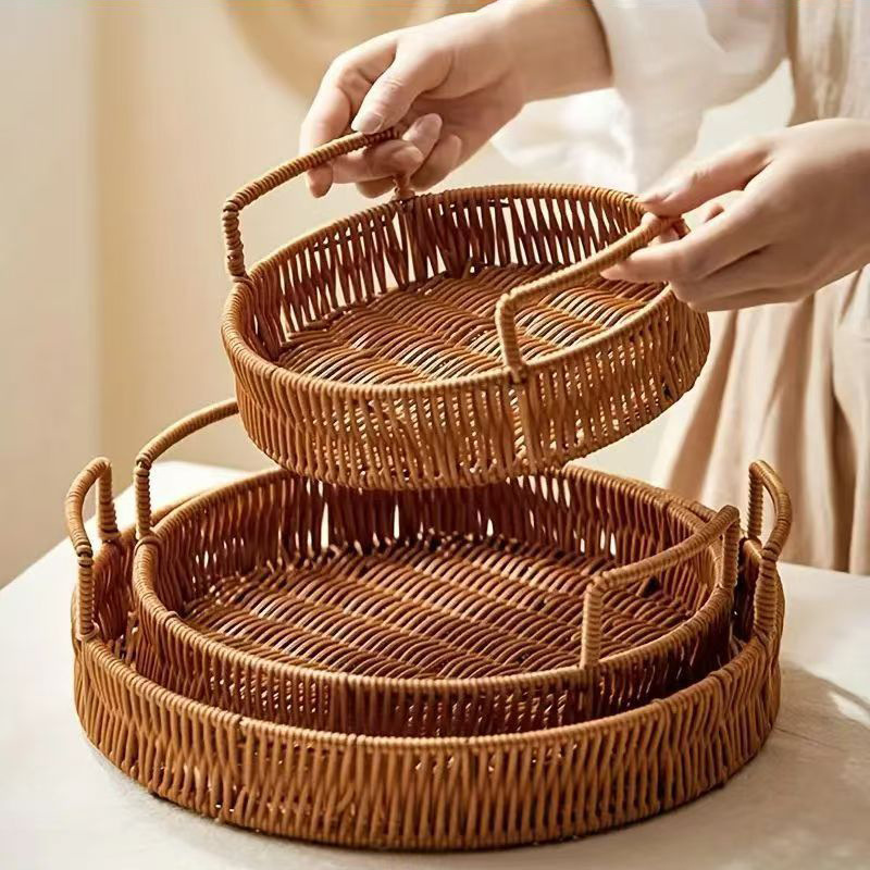 Rattan-like storage basket woven storage desktop snacks dried fruit snacks fruit gift tray afternoon tea basket Rattan-like storage basket woven storage desktop snacks dried fruit snacks fruit gift tray afternoon tea basket