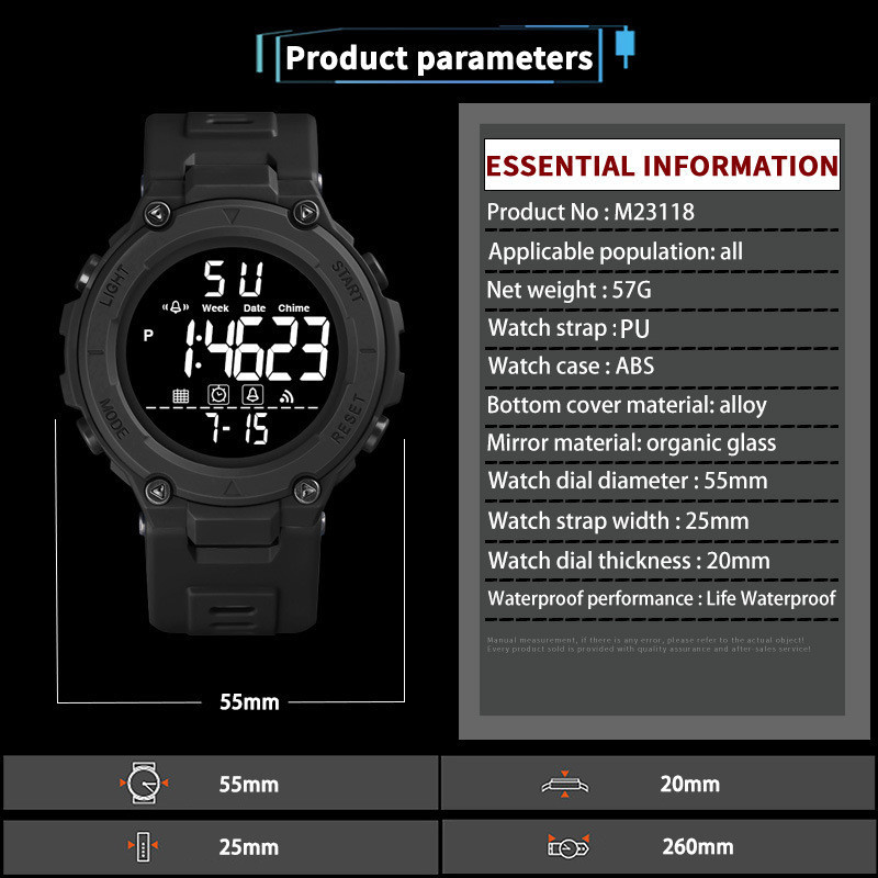 Comercio exterior Sudeste de Asia Venta caliente reloj electrónico al aire libre multifuncional impermeable cronometraje estudiante deportes reloj electrónico