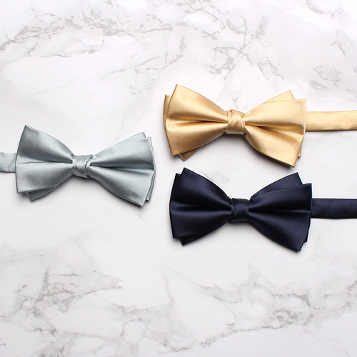 Factory direct supply solid color bow tie men and women banquet performance suit shirt dress double bow tie