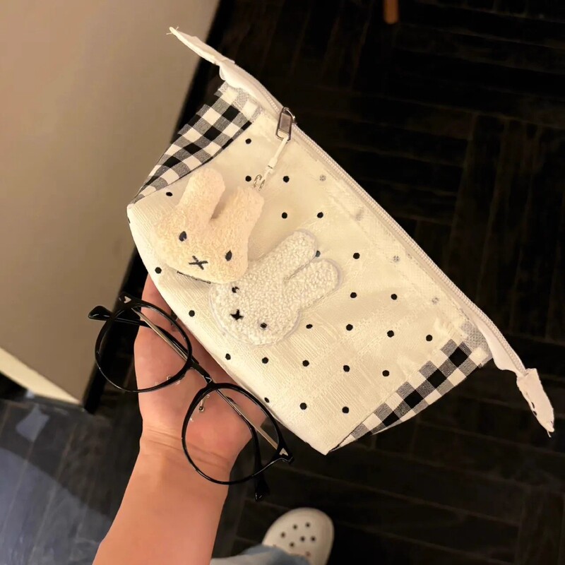 Large-Capacity Polka-Dot Miffy Pencil Bag Portable Storage Bag Makeup Coin Purse Student Party Small Bag Stationery Box Large-Capacity Polka-Dot Miffy Pencil Bag Portable Storage Bag Makeup Coin Purse Student Party Small Bag Stationery Box
