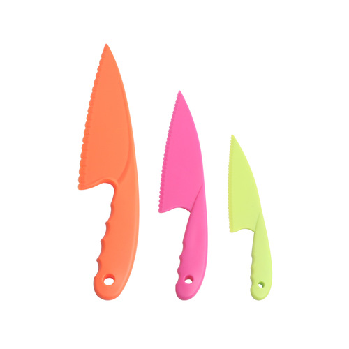 Wholesale Children's Plastic Fruit Knife Birthday Cake Server Cheese Dessert Bread Knife Peeler Toy Knife Set