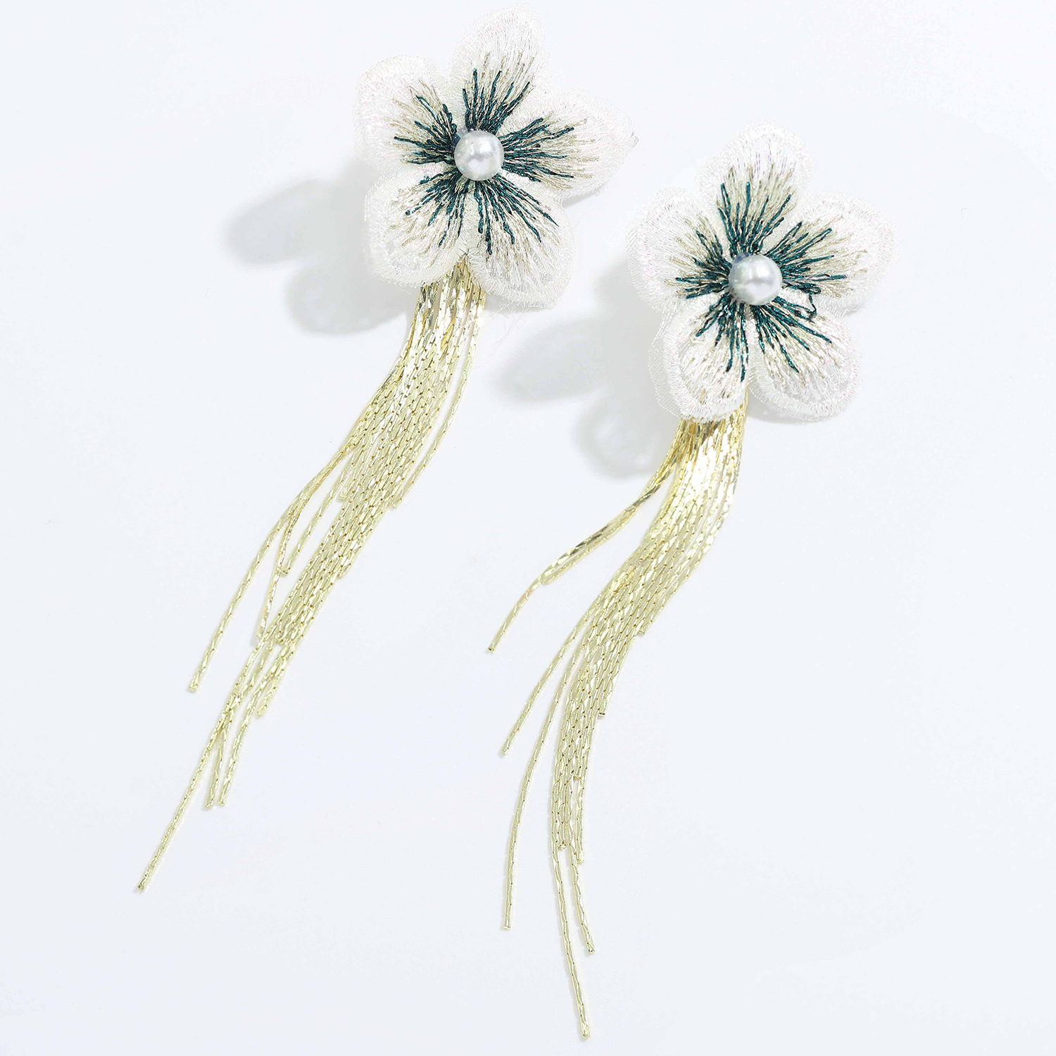 Korean Mesh Fabric Flower Earrings display picture 19