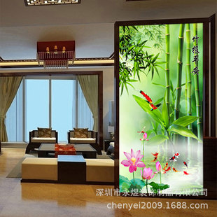 Customized Rich Bamboo and Peace Wallpaper Entrance Hall and Nine Fish Picture Theme Wallpaper Chinese Lotus Swan Background Wall