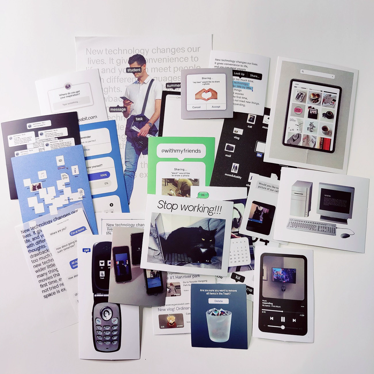 Набор наклеек и постеров Moodpack Collage Kit — Тематический набор по рукоделию в корейском стиле, 5 дизайнов, 0.09 кг