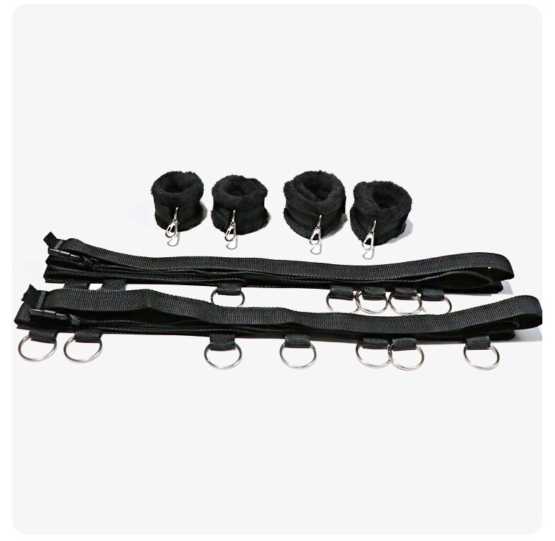 Nylon Bondage Restraint Set with Handcuffs and Shackles in Pink for Couples — detail image 26