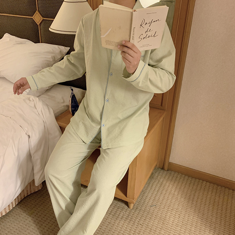 Product details_actualShoot #新品# Men’s comfortable and loose striped early autumn pajamas and home clothes set