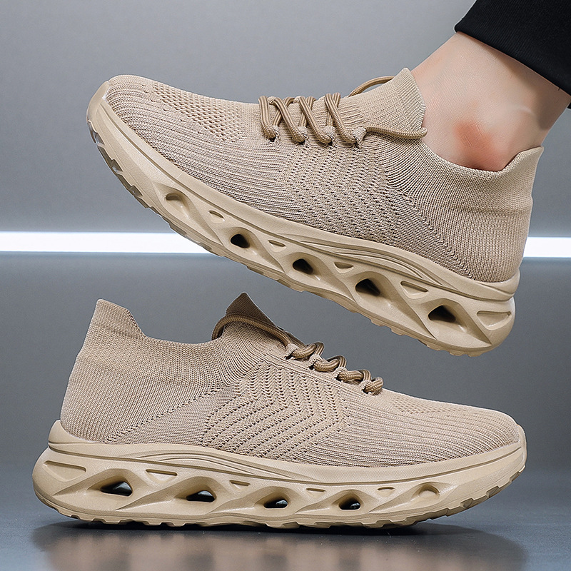 Popular Cross-border Plus-size Men's New Mesh Breathable Walking Shoes, Lightweight Height-increasing Thick-soled_vogvips.com