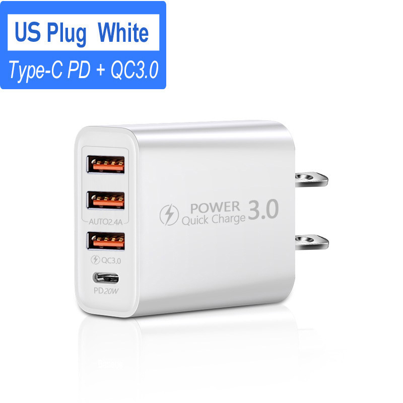 Travel charger US regulations European regulations British Regulations 3USB + Type-C charging head 3USB + PD multi-phone adapter