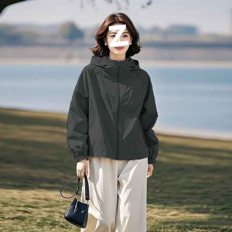 2025开春百搭超火酷飒拽姐感超好看女短款连帽外套减龄冲锋衣|undefined