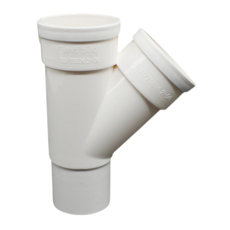 PVC nacional estándar engrosado interior y exterior enchufe cuello oblicuo tee inferior reducción de drenaje accesorios 50 75 110