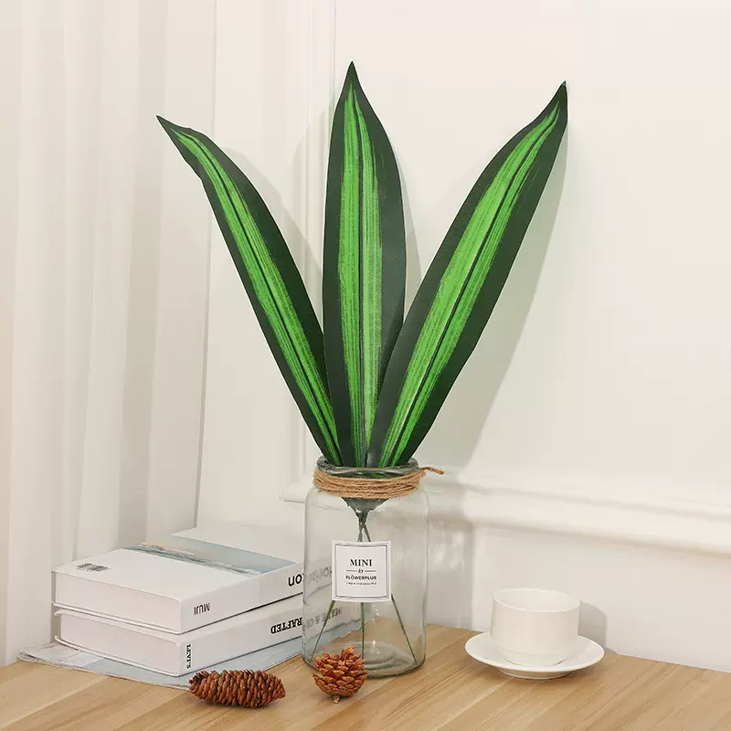 巴西叶仿真单片叶植物摆件婚庆插花配材北欧旅人蕉仿真绿植