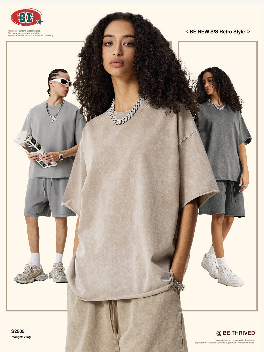 Ropa para Hombre BE | Camiseta de Verano 2025 Estilo Americano, Batik Lavado, Corte Holgado, Tonos Tierra Vintage, Bordes Deshilachados, Manga Corta para Hombre. image 6