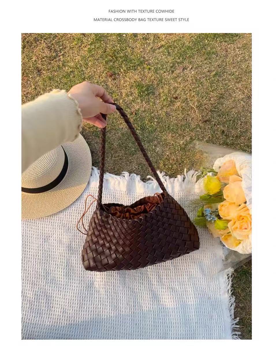 Women's Hand-Woven Leather Underarm Bag 2025 New Premium Retro Shoulder Handbag - Thumbnail 6