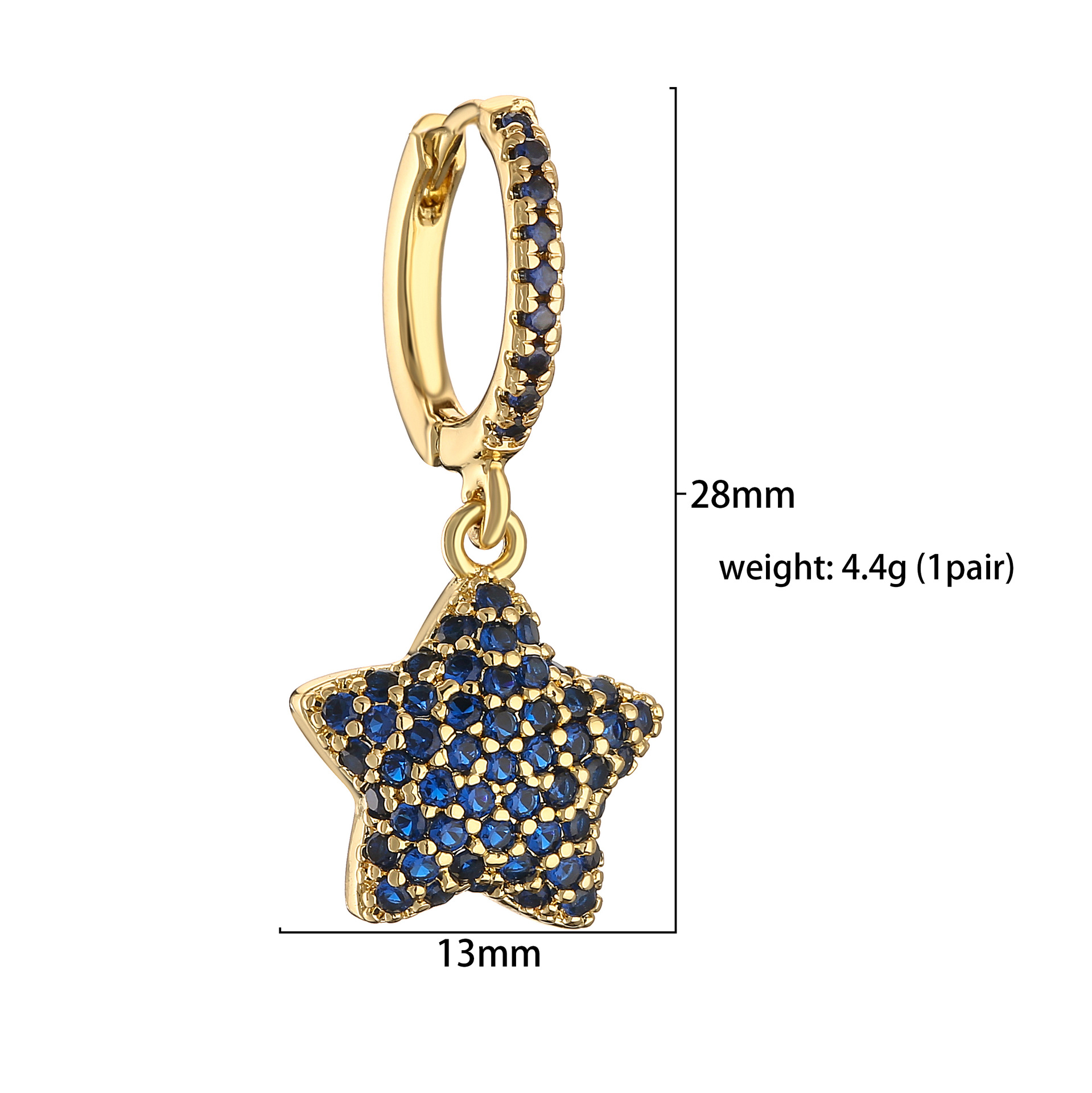 Women's Gender Inlay Design Elegant Classic Style Star Copper Inlay Zircon Drop Earrings 1 Pair