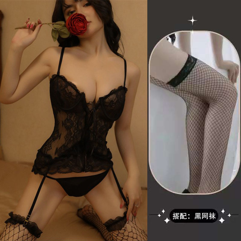 블랙 + 블랙 망사 스타킹