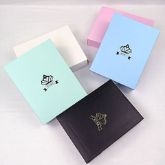 Batch wholesale plastic cake set packaging box with logo printing, including plates, knives, forks, and 350g gift box.