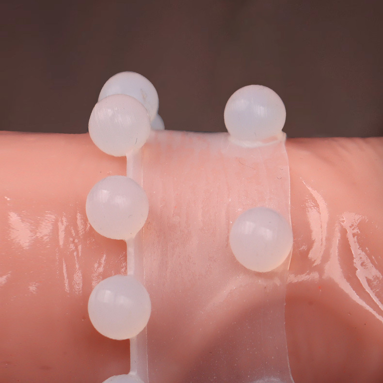 Men’s Silicone Bead Locking Ring, 18-Bead Textured Cock Ring, Manual Control — detail image 5