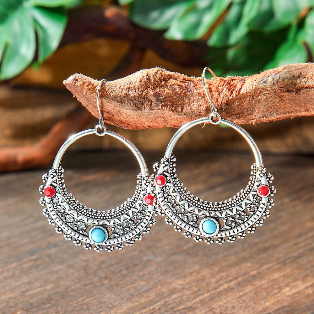 Woven Turquoise Boho Earrings, Handmade Tassel Drop, Lightweight 11.4 cm