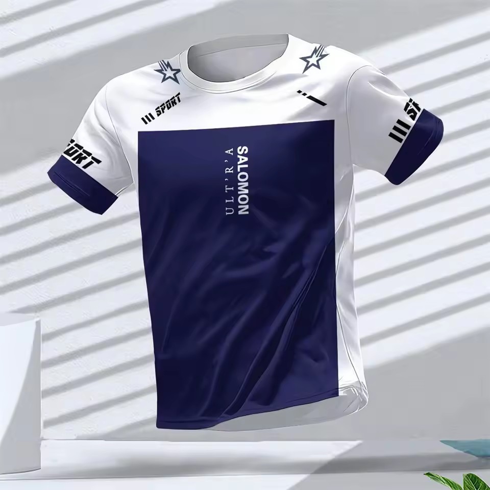 Europa y América AliExpress Cross-border hombres deportes de verano malla suelta transpirable y deshumidificación manga corta cuello redondo camiseta impresión 3D