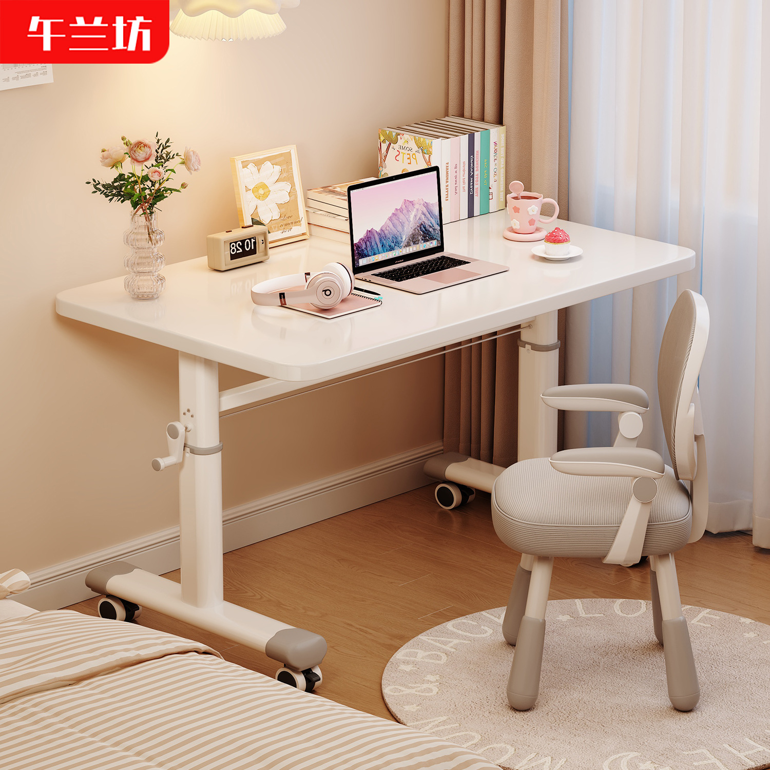 书桌可移动电脑桌升降桌卧室床边桌学生家用简易办公桌儿童学习桌