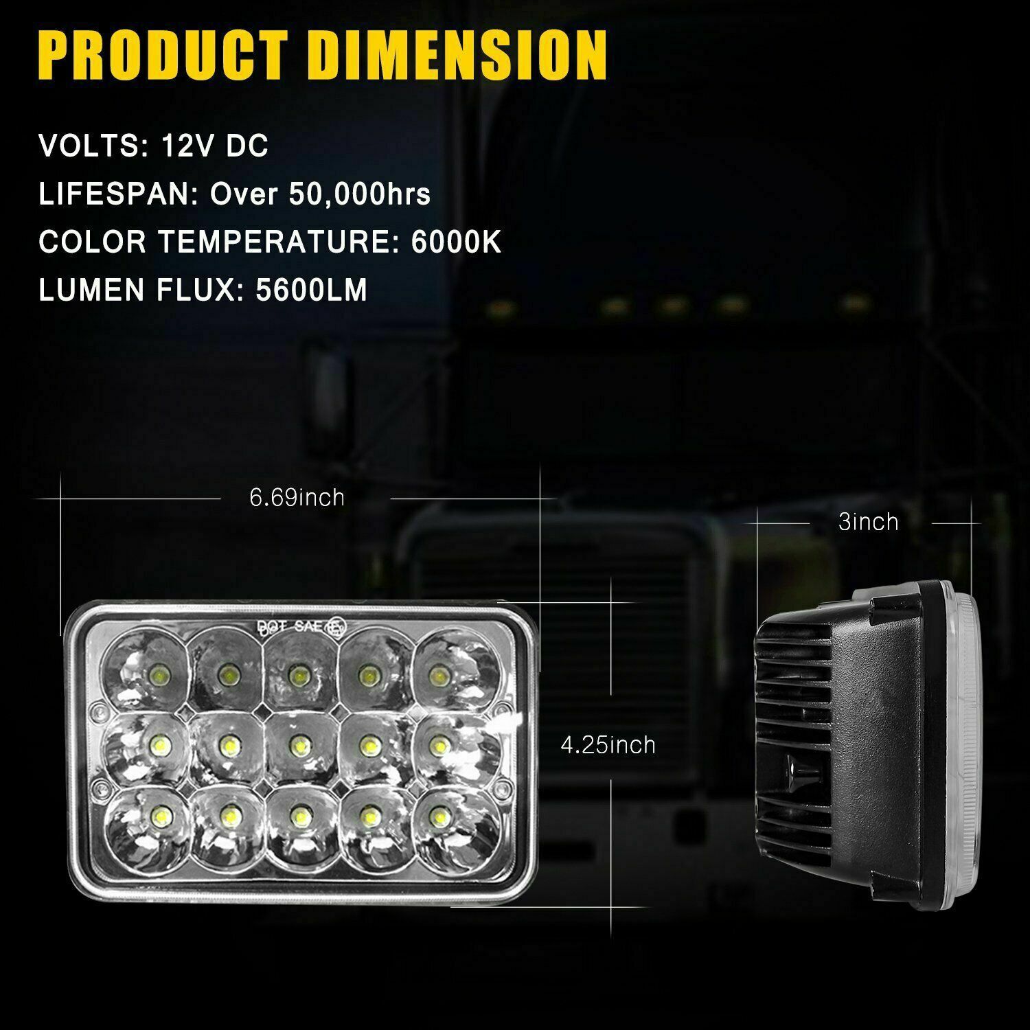 faro de automóvil 4x6 lámpara cuadrada Wrangler transformación de 5 pulgadas lámpara de trabajo de reparación fuera de carretera fabricación directa de 45W