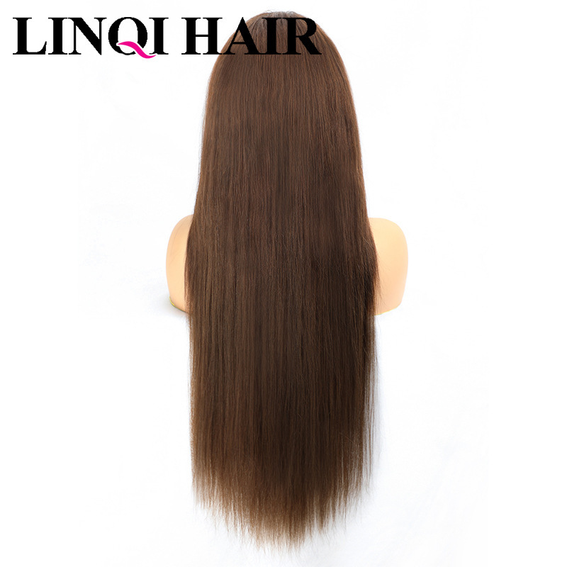 Real Human Hair Wig Lace Front Full Real Hair Women Lace Wig 13X6 Straight Hair 4 #   Light Brown