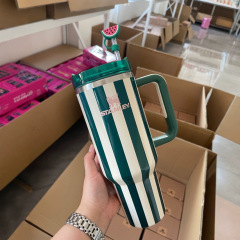 亚马逊爆款史丹利保温杯Stanley复古竖条纹40OZ/20OZ冰霸杯斯坦利