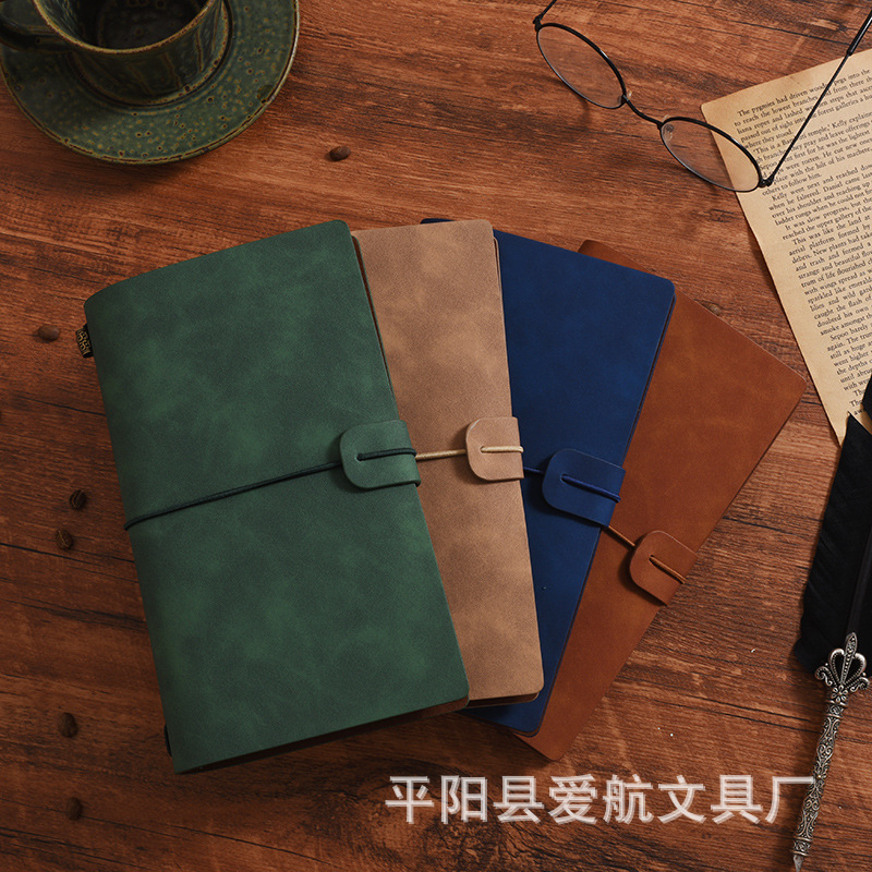 Cross-Border Wholesale Retro Leather Travel Notebook Loose-Leaf Replacement Core Notebook Travel Check-In Stamped Diary Cross-Border Wholesale Retro Leather Travel Notebook Loose-Leaf Replacement Core Notebook Travel Check-In Stamped Diary
