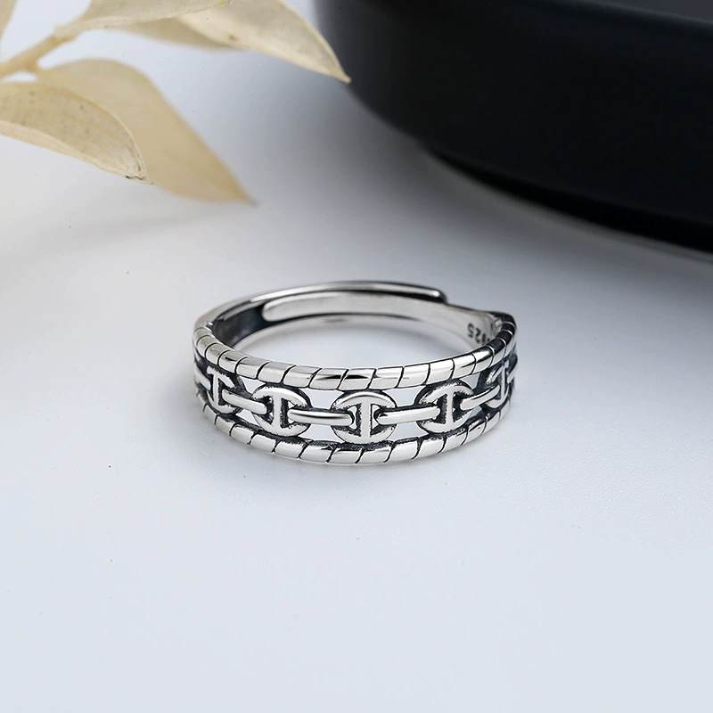 潮晟 Brand ring, silver 925 sample, internet celebrity, on index finger