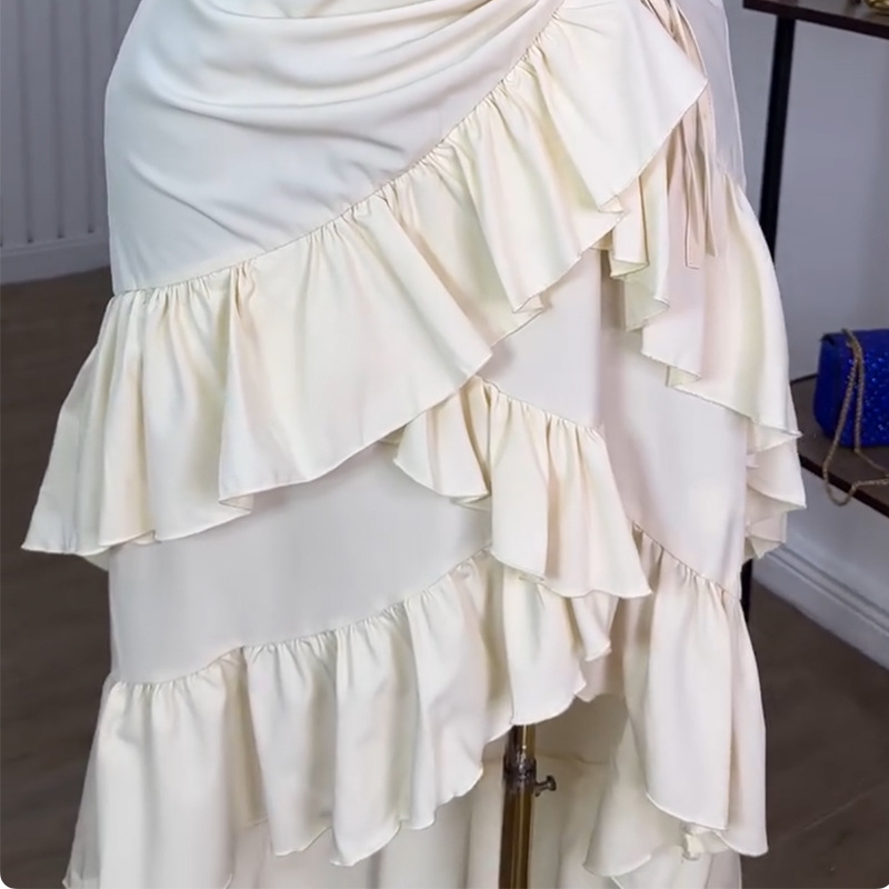 Elegant Off-Shoulder High Waist Maxi Dress With Flounce Hem - Slimming Summer Dress For Women (S-Xxl, Cream White)_ecoleips.com