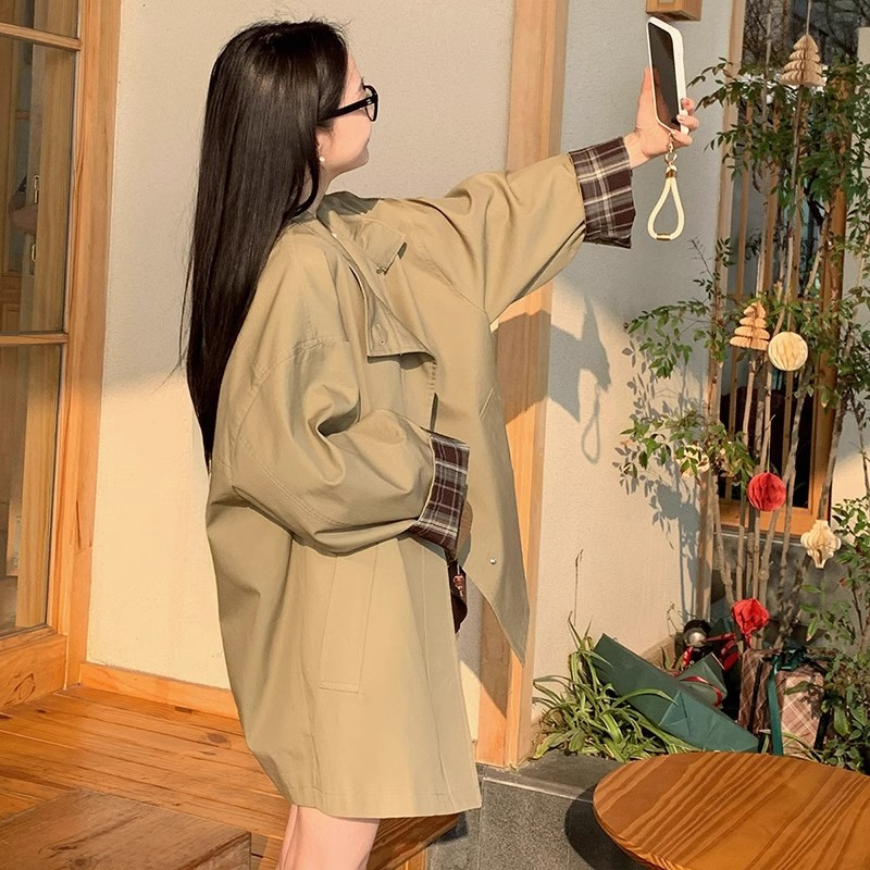 Contrast Color Windbreaker Jacket for Women 2025 Autumn and Winter New Korean Style Small British Style Spring & Fall High-End Outwear