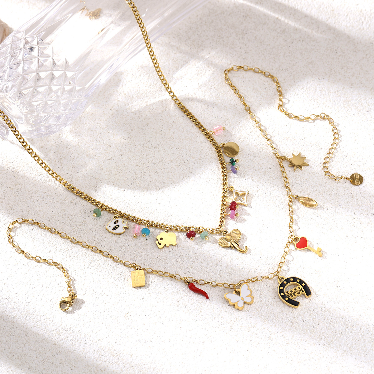 Collar de acero inoxidable TENA lujo ligero de alto nivel colorido colgante de goteo de aceite clavícula joyería de venta caliente transfronteriza
