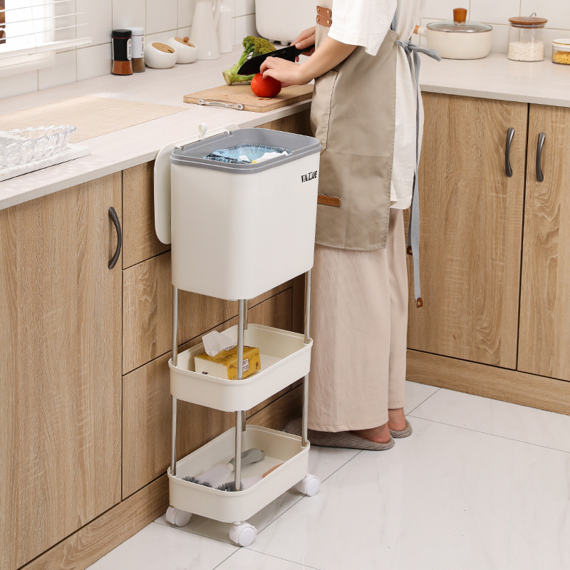 Kitchen multi-layer sorting trash can household wholesale with pulley dry and wet separation trash can Kitchen rack