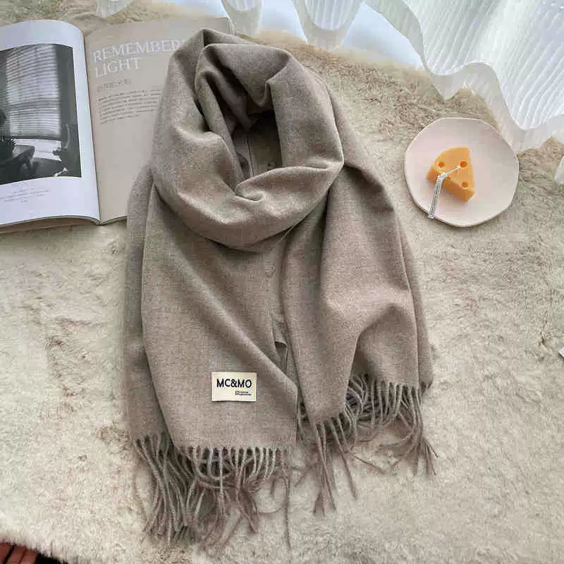 Colored winter scarf, red cashmere, keep warm universal cloak, increased thickness