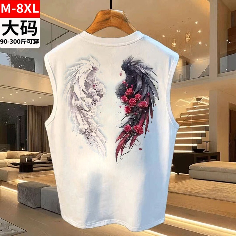 M-8Xl Extra Large Size Sleeveless T-Shirt for Men with Fat Men and Fat Men Special Cotton Loose Sports Casual Sweat Vest