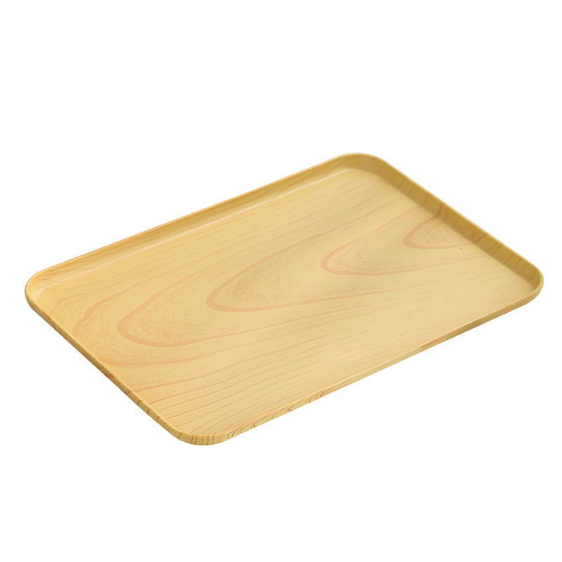 Plástico imitación madera grano rectangular bandeja Hogar Japonés creativo Hotel fruta Placa de almacenamiento luz lujo estilo sala de estar swing placa