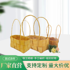 花かごの手提げ竹編み花花芸ドライフラワーオープン生け花果物月子木編小花かご手提げ