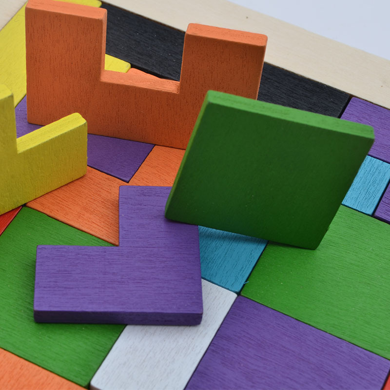 Bloques de construcción de Tetris clásicos de madera para niños bebé educación temprana diversión educativa bloques de construcción juguete rompecabezas de madera