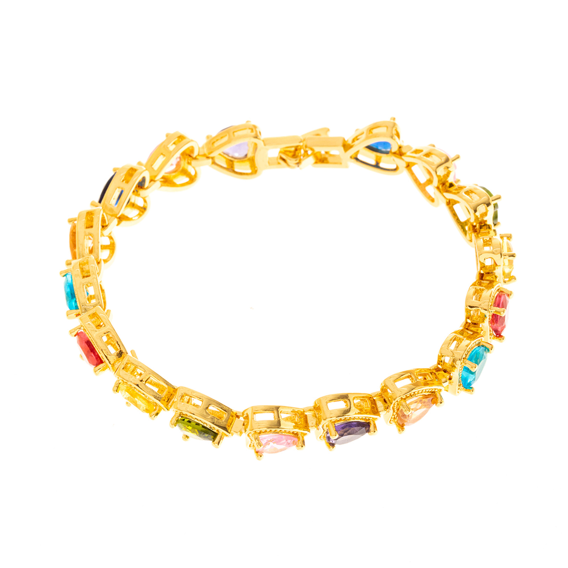 Retro Triangular Colored Crystal Luxury Bracelet Elegant Sophisticated Style Jewelry Accessory_voghion.com